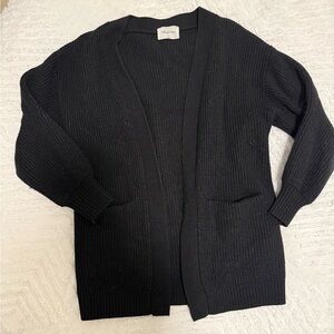 Black Open-Front Cardigan Sweater